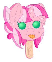 Size: 1709x2048 | Tagged: safe, artist:ruef, oc, oc only, oc:cherry days, pony, unicorn, food, horn, popsicle, simple background, tongue out, unicorn oc, white background