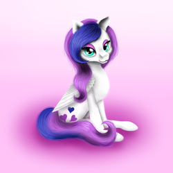 Size: 800x800 | Tagged: safe, artist:auroraswirls, oc, oc only, oc:specialty, pegasus, pony, female, gradient background, mare, pegasus oc, sitting, solo, wings