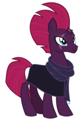 Size: 726x1101 | Tagged: safe, artist:sketchmcreations, tempest shadow, pony, unicorn, the ending of the end, broken horn, cloak, clothes, eye scar, female, horn, mare, scar, scarf, simple background, smiling, solo, transparent background, vector