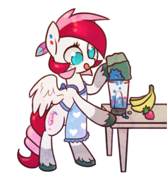 Size: 1280x1351 | Tagged: safe, artist:dawnfire, oc, oc only, oc:rouge swirl, pegasus, pony, 3d, apron, bipedal, blender, clothes, female, mare, simple background, solo, transparent background