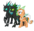 Size: 2133x1928 | Tagged: safe, artist:muse, oc, oc only, oc:accurate balance, oc:chela, oc:utopia, pony, unicorn, 2020 community collab, derpibooru community collaboration, accopia, concave belly, female, green changeling, group, simple background, transparent background, trio, ula
