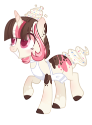 Size: 2000x2700 | Tagged: safe, artist:jisootheartist, oc, oc:bon bon creame, pony, unicorn, apron, art trade, clothes, female, high res, simple background, smiling, transparent background