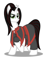 Size: 3275x4241 | Tagged: safe, artist:deroach, oc, oc only, oc:senti savage, pony, unicorn, equestria project humanized, clothes, fanfic, fanfic art, female, mare, ponytail, show accurate, simple background, solo, transparent background