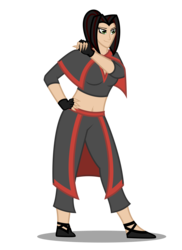 Size: 4874x6702 | Tagged: safe, artist:deroach, oc, oc only, oc:senti savage, human, equestria project humanized, belly, belly button, clothes, fanfic, fanfic art, female, fingerless gloves, gloves, humanized, humanized oc, pants, ponytail, shoes, show accurate, simple background, solo, transparent background