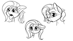 Size: 3840x2160 | Tagged: source needed, safe, artist:flufflepimp, oc, oc only, earth pony, pony, bust, female, high res, leaning to draw, lineart, mare, one eye closed, simple background, sketch, sketch dump, tongue out, white background, wink