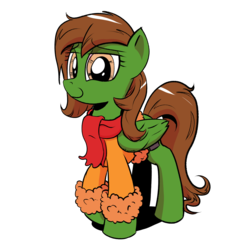 Size: 1200x1200 | Tagged: safe, artist:pony-berserker, oc, oc only, oc:shiny cloud, pegasus, pony, 2020 community collab, derpibooru community collaboration, clothes, cute face, female, i can't believe it's not idw, looking at you, scarf, solo, sweater, transparent background