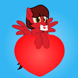 Size: 3240x3240 | Tagged: source needed, useless source url, safe, artist:king-franchesco, oc, oc only, oc:cinnamon pop, pegasus, pony, heart, high res, mouth hold, solo, ych result