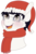 Size: 641x957 | Tagged: source needed, useless source url, safe, alternate version, artist:sparky, oc, oc only, oc:golden note, pony, background removed, bust, christmas, clothes, glasses, hat, holiday, santa hat, scarf, simple background, smiling, solo, transparent background