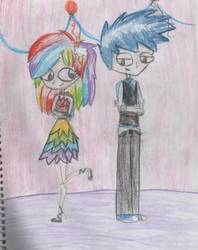 Size: 2251x2839 | Tagged: safe, artist:mexicangirl12, rainbow dash, soarin', human, g4, female, high res, humanized, male, ship:soarindash, shipping, straight, traditional art
