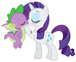 Size: 985x811 | Tagged: safe, artist:georgegarza01, rarity, spike, dragon, pony, unicorn, g4, age difference, blushing, duo, eyes closed, female, interspecies, kiss on the lips, kissing, male, mare, ship:sparity, shipping, show accurate, simple background, size difference, straight, transparent background, vector