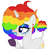 Size: 2026x1991 | Tagged: safe, artist:mint-light, artist:rioshi, artist:starshade, oc, oc only, oc:crystal, pony, unicorn, afro, female, grin, lipstick, mare, multicolored hair, rainbow hair, raised hoof, simple background, smiling, solo, white background, ych result