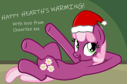Size: 936x621 | Tagged: safe, artist:grapefruitface1, artist:katsubases, cheerilee, earth pony, pony, g4, base used, chalkboard, christmas, female, hearth's warming, holiday, mare, show accurate, solo