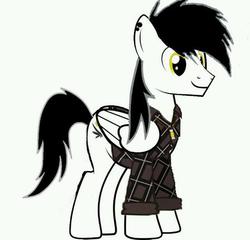 Size: 599x574 | Tagged: safe, artist:lucas_gaxiola, pegasus, pony, clothes, ear piercing, earring, jewelry, male, piercing, simple background, smiling, solo, stallion, white background