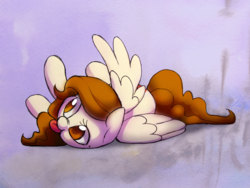 Size: 2285x1714 | Tagged: safe, artist:dawnfire, oc, oc only, pegasus, pony, :p, brown fur, brown hair, female, mare, silly, solo, tongue out, upside down