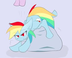 Size: 1617x1317 | Tagged: safe, artist:k_clematis, rainbow dash, pegasus, pony, g4, female, mare, misleading thumbnail, offscreen character, rock