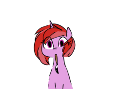 Size: 989x719 | Tagged: safe, artist:glacierclear, oc, oc only, oc:dawnfire, pony, unicorn, animated, bust, cute, ear flick, female, frame by frame, gif, mare, mouth hold, ocbetes, paintbrush, simple background, solo, white background