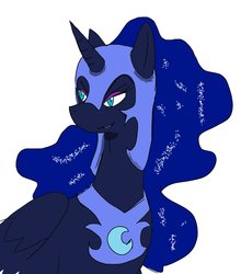 Size: 1804x2048 | Tagged: safe, artist:omegapony16, nightmare moon, alicorn, pony, g4, ethereal mane, female, helmet, mare, peytral, simple background, solo, starry mane, white background