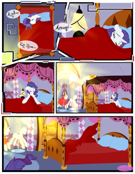 Size: 3500x4500 | Tagged: dead source, safe, artist:becauseimpink, rarity, pony, unicorn, comic:transition, g4, bed, comic, elusive, lamp, male, mannequin, rule 63, sleeping, stallion, transgender