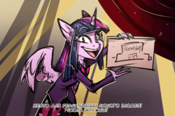Size: 1280x846 | Tagged: safe, artist:lonerdemiurge_nail, twilight sparkle, alicorn, anthro, g4, charlie magne, crossover, cyrillic, hazbin hotel, hellaverse, inside of every demon is a rainbow, parody, ponified, ponified scene, russian, scene interpretation, scene parody, that's entertainment, translated in the comments, twilight sparkle (alicorn)