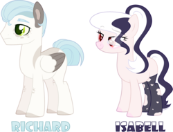 Size: 4196x3211 | Tagged: safe, artist:rerorir, oc, oc only, oc:isabell, oc:richard (rerorir), earth pony, pegasus, pony, female, male, mare, simple background, stallion, transparent background