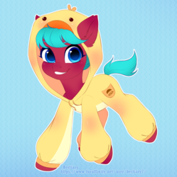 Size: 2844x2856 | Tagged: safe, artist:bestiary, artist:oc:windsweeper, oc, oc only, oc:windsweeper, earth pony, pony, clothes, costume, cutie mark, cutiemark stitching, female, high res, kigurumi, onesie, pajamas, short mane, short tail, simple background