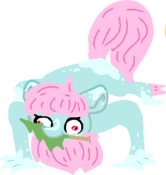 Size: 337x355 | Tagged: safe, artist:nootaz, oc, oc only, oc:scoops, hybrid, pony, unicorn, crouching, derp, faic, female, gremlin, mare, missing horn, simple background, solo, transparent background, tree