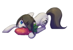Size: 2364x1625 | Tagged: safe, artist:dawnfire, oc, oc only, earth pony, pony, cute, pillow, simple background, solo