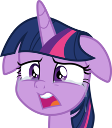 Size: 3000x3433 | Tagged: safe, artist:cloudy glow, twilight sparkle, alicorn, pony, g4, the ending of the end, crying, female, floppy ears, high res, open mouth, sad, scared, simple background, solo, tears of fear, transparent background, twilight sparkle (alicorn), vector