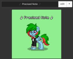 Size: 548x447 | Tagged: safe, oc, oc only, oc:precised note, pegasus, pony, pony town, bowtie, clothes, cutie mark, smiling, solo, tuxedo, wings