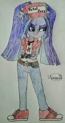 Size: 653x1224 | Tagged: safe, artist:vg805smashbros, aria blaze, human, equestria girls, g4, belt, clothes, converse, crossover, fatal fury, female, fingerless gloves, gloves, hat, jewelry, king of fighters, necklace, pendant, shoes, sketch, sneakers, snk, solo, terry bogard, traditional art