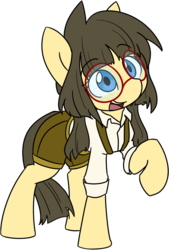 Size: 734x1089 | Tagged: safe, artist:spheedc, oc, oc only, oc:sphee, earth pony, pony, clothes, digital art, female, filly, glasses, mare, pigtails, simple background, solo, suspenders, transparent background