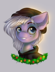 Size: 711x924 | Tagged: safe, artist:falafeljake, oc, oc only, oc:eventide, pegasus, pony, christmas, clothes, ear piercing, earring, holiday, hoodie, jewelry, male, piercing, solo, ych result