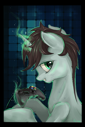 Size: 2000x3000 | Tagged: safe, artist:fly-gray, oc, oc only, pony, unicorn, controller, high res, solo