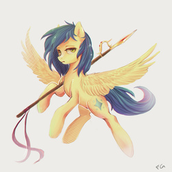 Size: 1900x1900 | Tagged: safe, artist:fly-gray, oc, oc only, pegasus, pony, simple background, solo, spear, weapon
