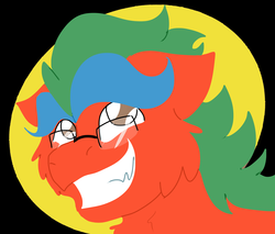 Size: 2000x1700 | Tagged: safe, artist:euspuche, oc, oc only, oc:summer lights, pony, bust, glasses, grin, lineless, looking at you, portrait, smiling, solo