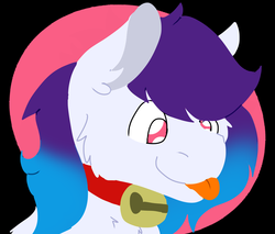 Size: 2000x1700 | Tagged: safe, artist:euspuche, oc, oc only, oc:anykoe, pony, bell, bell collar, bust, cheek fluff, collar, lineless, looking at you, portrait, solo, tongue out