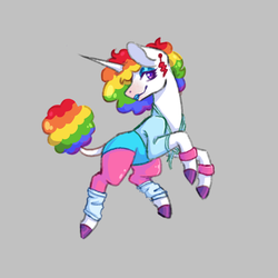 Size: 900x900 | Tagged: safe, artist:flaming-trash-can, oc, oc only, pony, unicorn, afro, clothes, colored sketch, commission, lipstick, multicolored hair, rainbow hair, simple background, solo