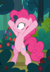 Size: 468x668 | Tagged: safe, screencap, pinkie pie, earth pony, pony, g4, the mean 6, belly, bipedal, cropped, female, hooves in air, mare, solo, underhoof, x pose