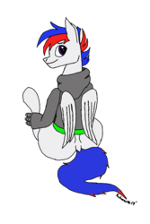 Size: 720x1076 | Tagged: safe, artist:echoarts, oc, oc only, oc:silverarrow, hippogriff, clothes, hoodie, male, simple background, solo, transparent background, wide hips