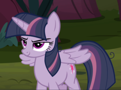 Size: 1253x939 | Tagged: safe, screencap, mean twilight sparkle, pony, g4, the mean 6, cropped, female, smiling, smirk, solo, wings