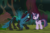 Size: 1334x871 | Tagged: safe, screencap, mean twilight sparkle, queen chrysalis, changeling, g4, the mean 6, concave belly, cropped, crouching, duo, female, lanky, looking at each other, skinny, staring contest, tall, thin