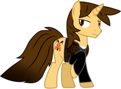 Size: 6014x4454 | Tagged: safe, artist:ejlightning007arts, oc, oc:ej, fox, pony, unicorn, base used, clothes, looking back, raised hoof, serious, serious face, simple background, solo, sweater, transparent background, unamused, vector, vest