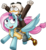 Size: 858x932 | Tagged: safe, artist:dinobirdofdoom, kerfuffle, bird, duck, pegasus, pony, g4, amputee, arms in the air, crossover, della duck, disney, ducktales, ducktales 2017, prosthetic leg, prosthetic limb, prosthetics, riding, smiling