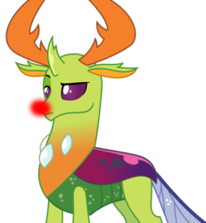Size: 3119x3375 | Tagged: safe, artist:sketchmcreations, edit, vector edit, thorax, changedling, changeling, g4, christmas, christmas changeling, cute, doubt, glowing nose, high res, holiday, king thorax, male, raised eyebrow, rudolph, rudolph nose, rudolph the red nosed reindeer, simple background, solo, thorabetes, thorax is not amused, transparent background, vector