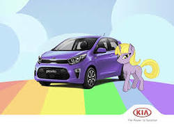 Size: 259x194 | Tagged: safe, pony, car, female, kia, kia picanto, mare, rainbow