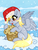 Size: 3000x4000 | Tagged: safe, artist:annakitsun3, derpy hooves, pegasus, pony, g4, christmas, cloud, eye clipping through hair, female, food, hat, holiday, mare, muffin, on a cloud, santa hat, snow, solo