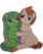 Size: 4089x5109 | Tagged: safe, artist:awgear, oc, oc:paint can, oc:polished gear, earth pony, pony, 2020 community collab, derpibooru community collaboration, blank flank, blue eyes, brown mane, father and daughter, female, green coat, green eyes, green mane, male, paint, simple background, smiling, transparent background