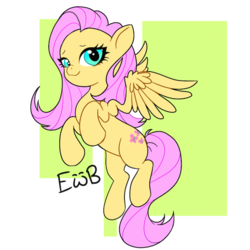Size: 600x600 | Tagged: safe, artist:eggswithbenefits, fluttershy, pegasus, pony, g4, abstract background, cute, female, mare, shyabetes, solo, spread wings, wings