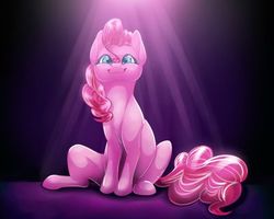 Size: 400x320 | Tagged: safe, artist:silvernoob792, pinkie pie, earth pony, pony, g4, crepuscular rays, cute, diapinkes, female, mare, sitting, smiling, solo