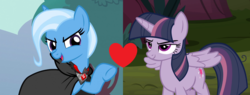 Size: 2002x764 | Tagged: safe, trixie, twilight sparkle, pony, g4, magic duel, the mean 6, female, lesbian, ship:twixie, shipping